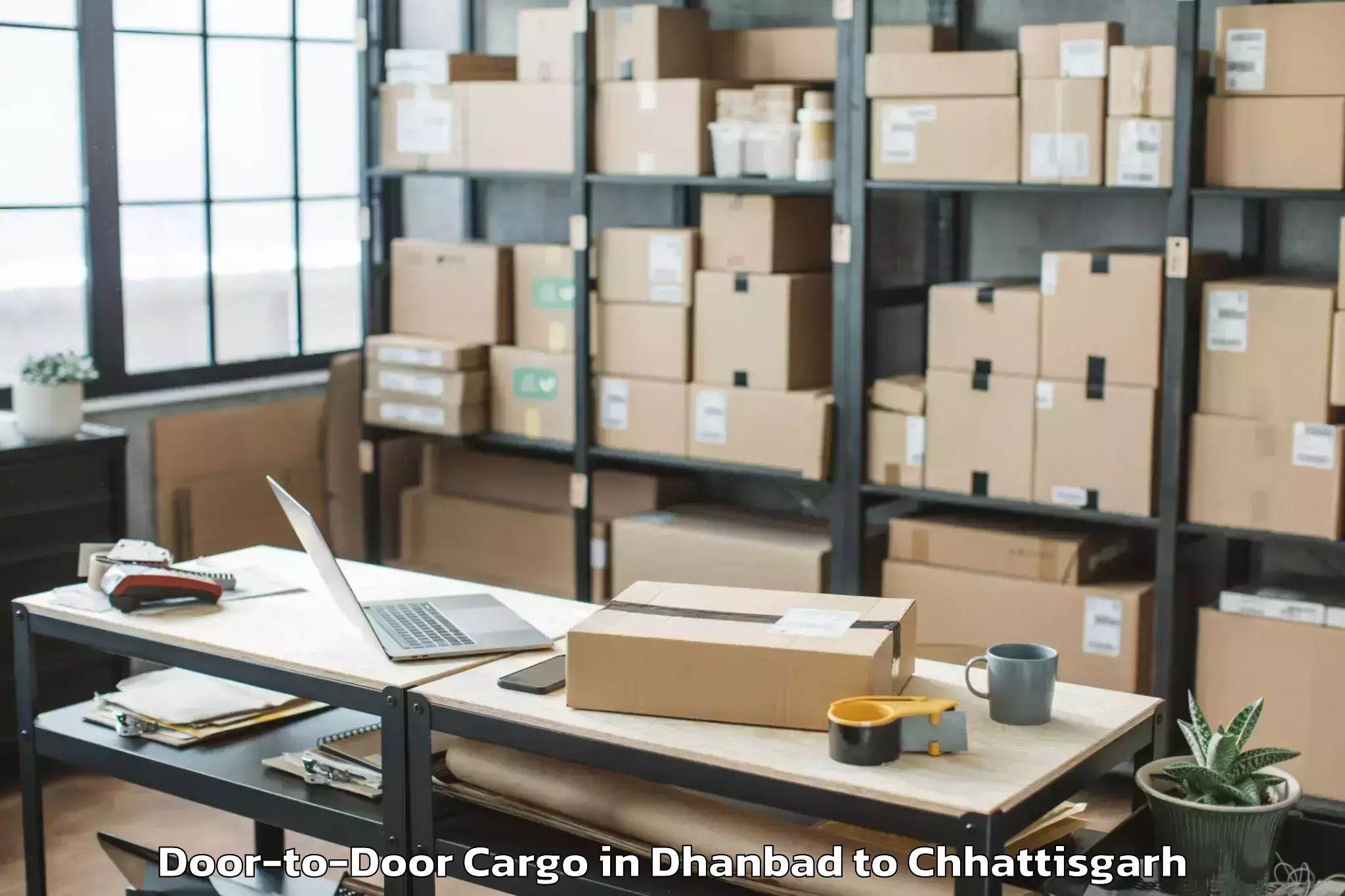 Reliable Dhanbad to Bhanupratappur Door To Door Cargo